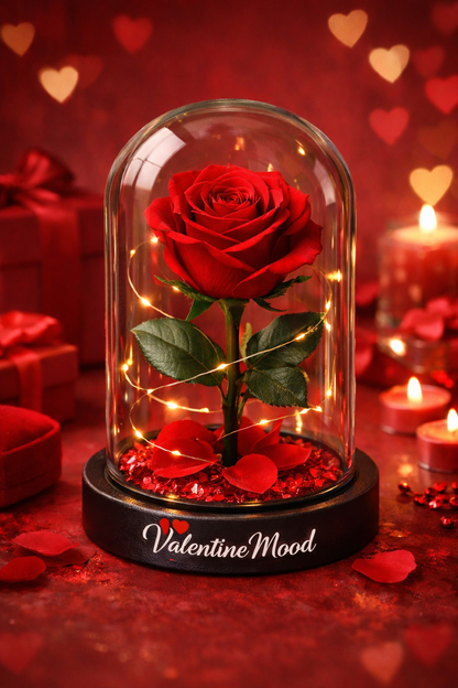 Rose Éternelle sous Cloche en Verre – Collection ValentineMood